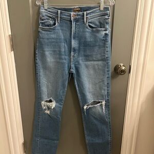 MOTHER High Waisted  RIDER ANKLE FRAY Party Like A Pirate size 32